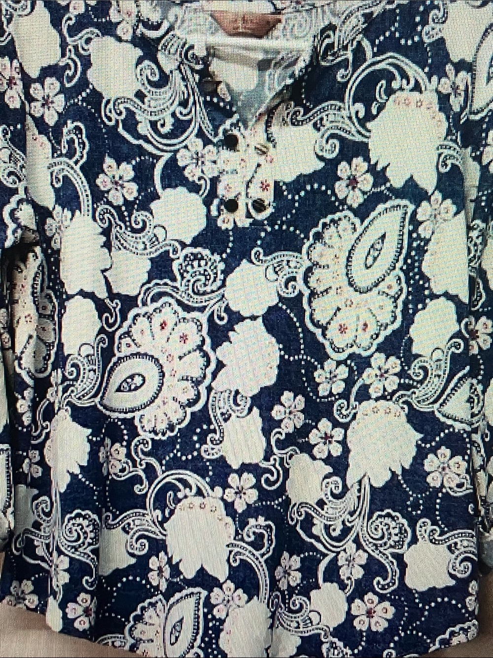 SJS Navy and White Paisley Long Sleeve Tee